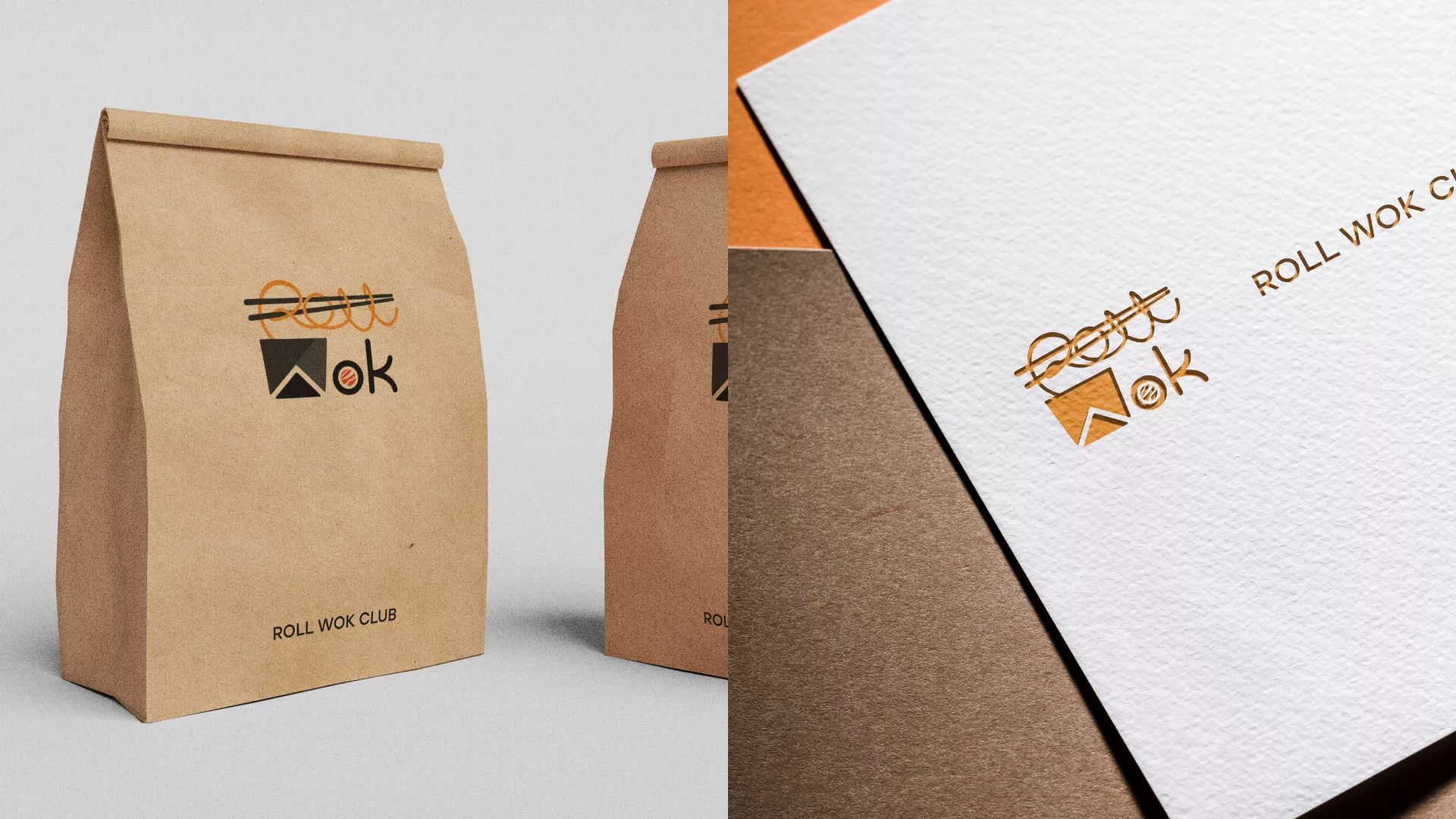 Разработка логотипа суши-бара «Roll Wok Club» в Мытищах