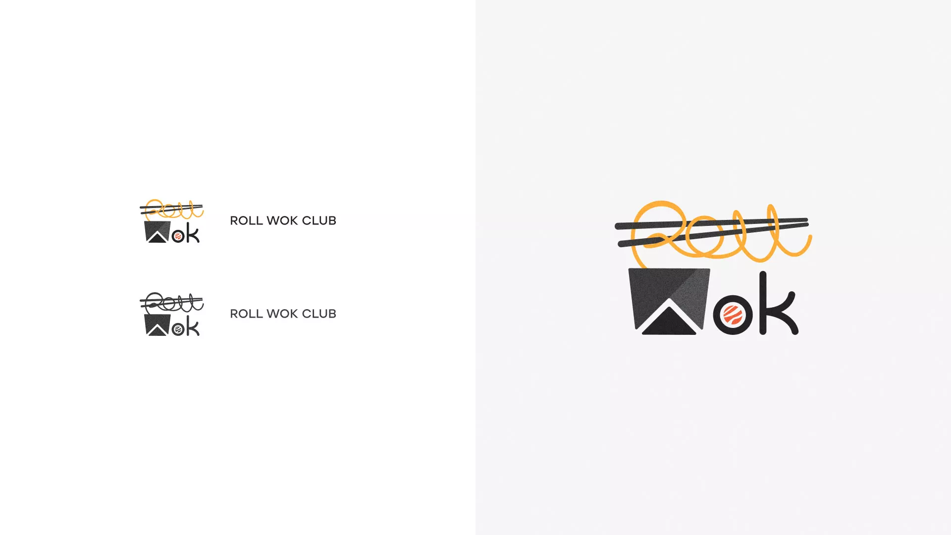 Разработка логотипа суши-бара «Roll Wok Club» в Мытищах