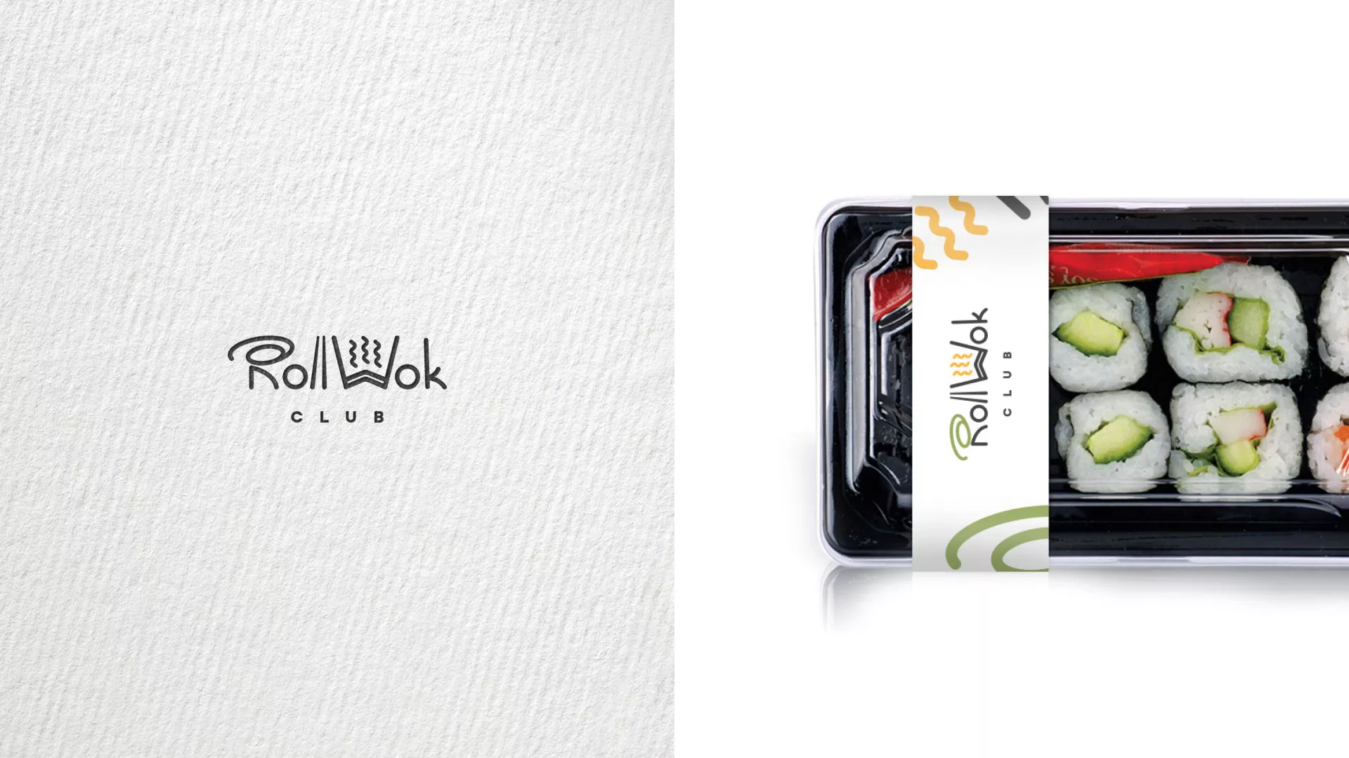 Разработка наклеек для суши-бара «Roll Wok Club» в Мытищах